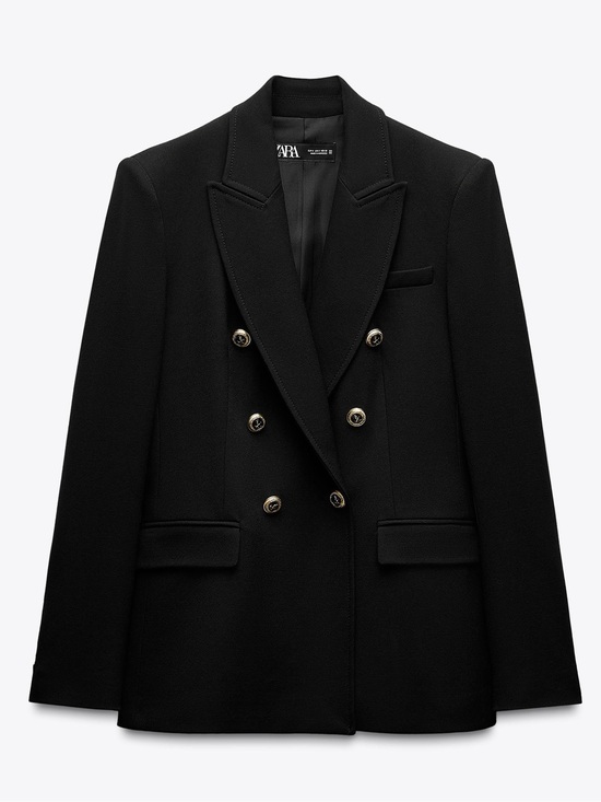 Zara Jackets & Blazers - Zara Double-Breasted Black Blazer with Gold Buttons